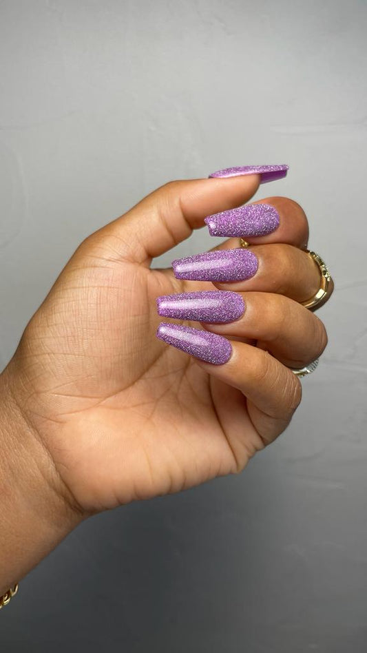 Press on nails Glam Signature - violet paillette